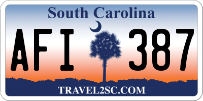 SC license plate AFI387