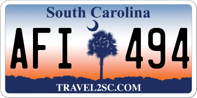 SC license plate AFI494