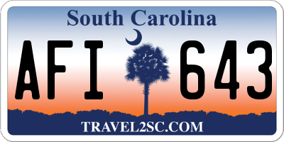 SC license plate AFI643