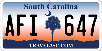 SC license plate AFI647