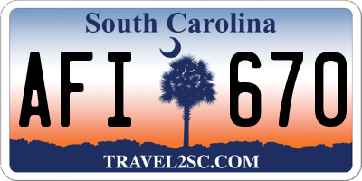 SC license plate AFI670