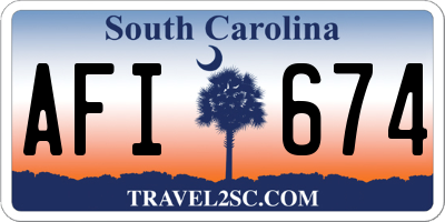 SC license plate AFI674