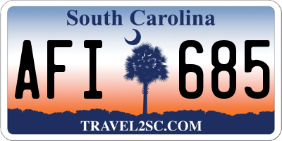 SC license plate AFI685