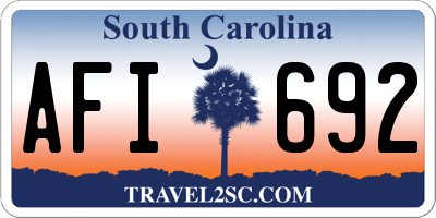 SC license plate AFI692