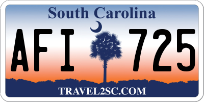 SC license plate AFI725