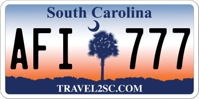 SC license plate AFI777