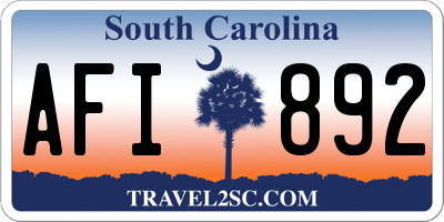 SC license plate AFI892