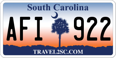 SC license plate AFI922