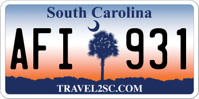 SC license plate AFI931