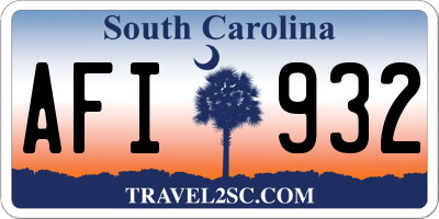 SC license plate AFI932