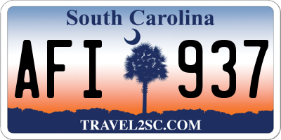 SC license plate AFI937