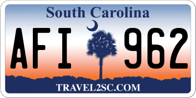 SC license plate AFI962