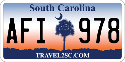 SC license plate AFI978
