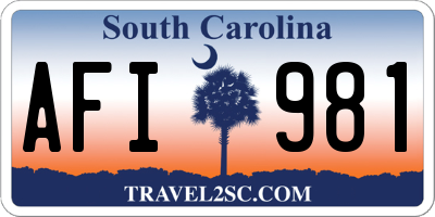 SC license plate AFI981