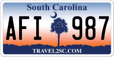 SC license plate AFI987