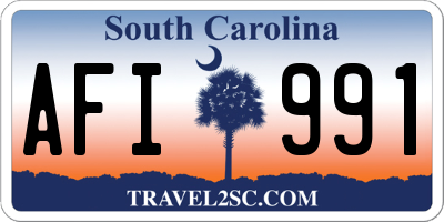 SC license plate AFI991