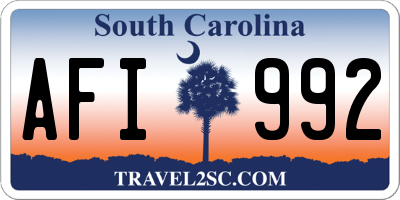 SC license plate AFI992