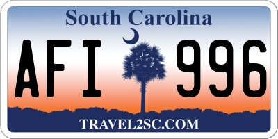 SC license plate AFI996