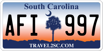 SC license plate AFI997