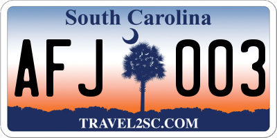 SC license plate AFJ003