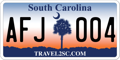 SC license plate AFJ004