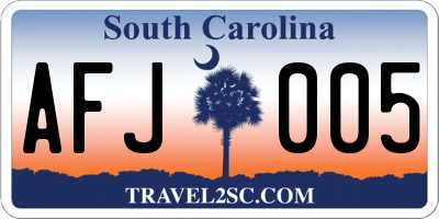 SC license plate AFJ005
