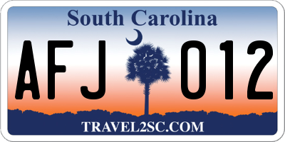 SC license plate AFJ012