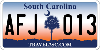 SC license plate AFJ013