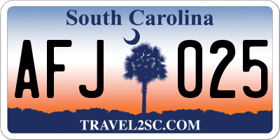 SC license plate AFJ025