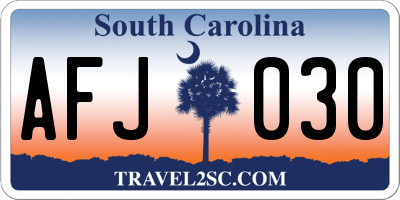 SC license plate AFJ030