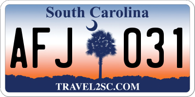 SC license plate AFJ031