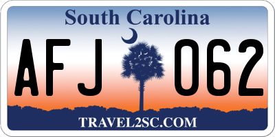 SC license plate AFJ062