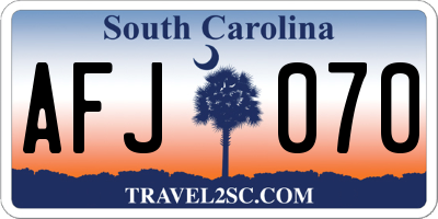 SC license plate AFJ070
