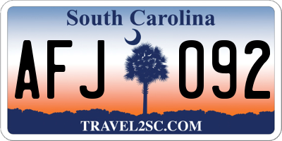 SC license plate AFJ092