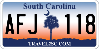 SC license plate AFJ118