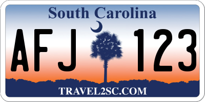 SC license plate AFJ123