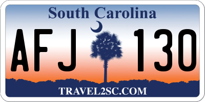 SC license plate AFJ130
