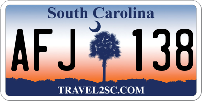 SC license plate AFJ138