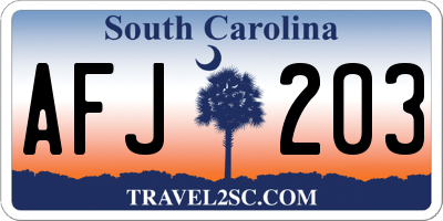 SC license plate AFJ203
