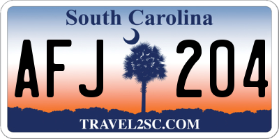 SC license plate AFJ204