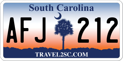 SC license plate AFJ212