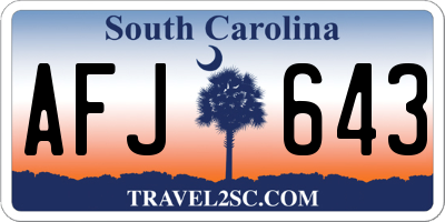 SC license plate AFJ643