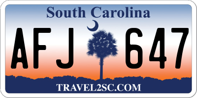 SC license plate AFJ647