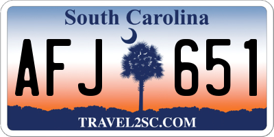 SC license plate AFJ651