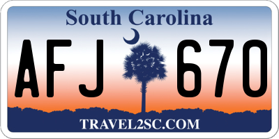 SC license plate AFJ670