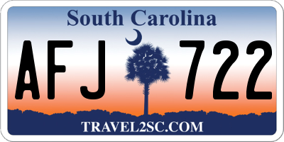 SC license plate AFJ722