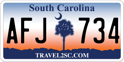 SC license plate AFJ734