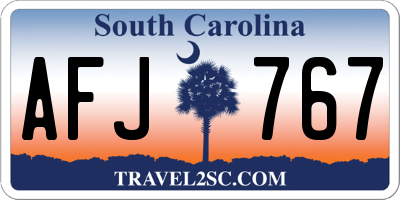 SC license plate AFJ767