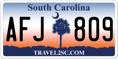 SC license plate AFJ809