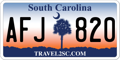SC license plate AFJ820